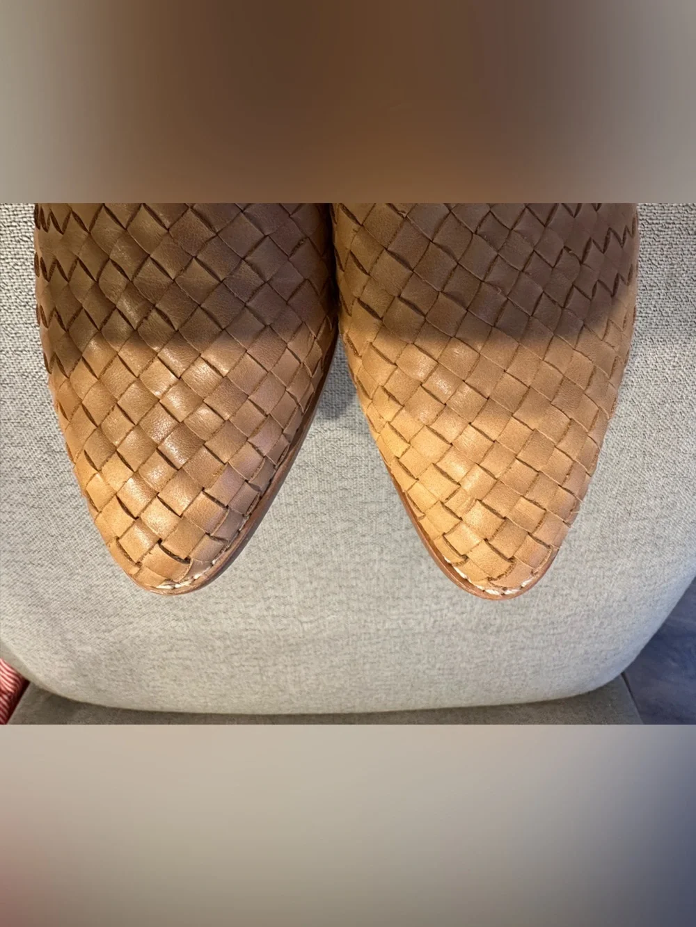 Bared Footwear Junco Braided Woven Leather Slingback Flats Tan Size 38/Size 8